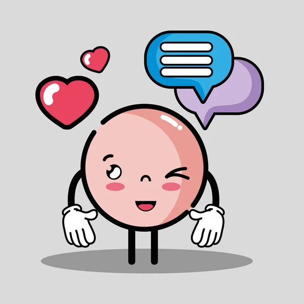 Emoji Faccia Emozione Con Chat Bolla Messaggio Vettoriale Illustrazione — Vettoriale Stock