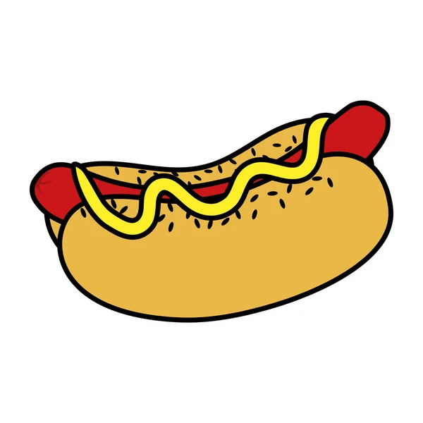 Colore Gustoso Hot Dog Malsano Fastfood Vettoriale Illustrazione — Vettoriale Stock