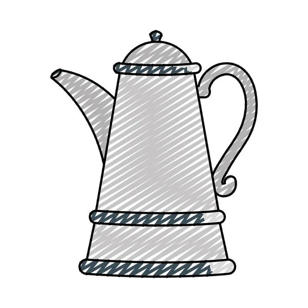 Doodle Herbal Aromatic Teapot Metallic Object Vector Illustration — Stock Vector