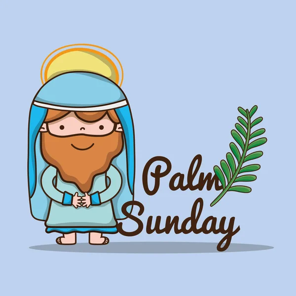 jesus with palm branch to catholic religion vector illustration