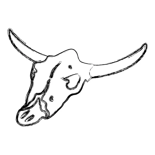 Grunge Buffalo Dier Dood Schedel Woestijn Vectorillustratie — Stockvector