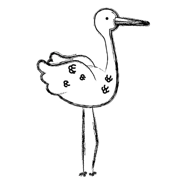 Grunge Natur Stork Vild Fågel Djur Vektorillustration — Stock vektor