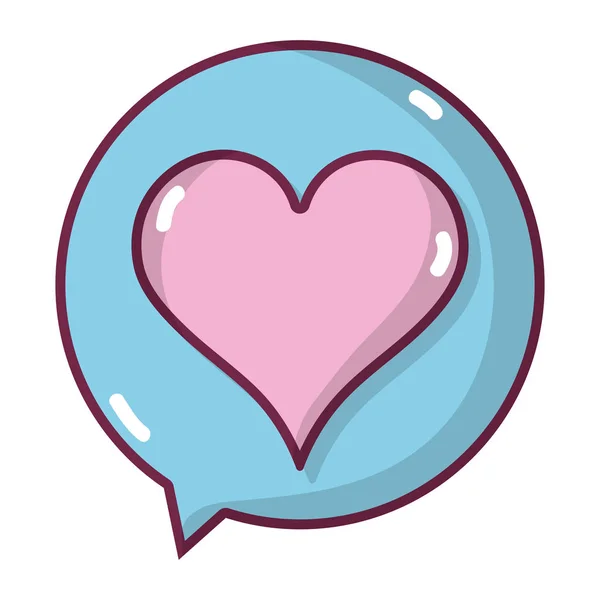Corazón Estilo Dentro Chat Burbuja Mensaje Vector Ilustración — Vector de stock