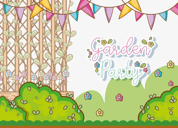 Festa Jardim Celebração Bonito Desenhos Animados Vetor Ilustração Design Gráfico — Vetor de Stock