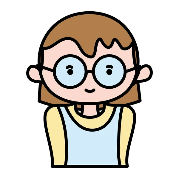 Color Linda Mujer Con Gafas Estilo Ilustración Vector Blusa — Archivo Imágenes Vectoriales