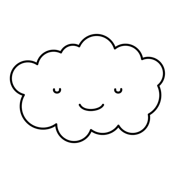 Linii Kawaii Szczęśliwy Chmury Projekt Ikona Ilustracja Wektorowa — Wektor stockowy