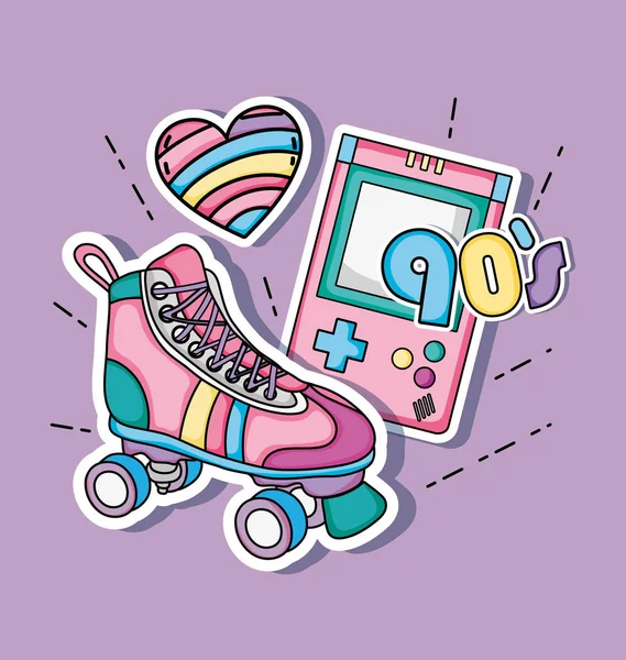 Amo Desenhos Animados Dos Anos Skate Tetris Vetor Ilustração Design — Vetor de Stock