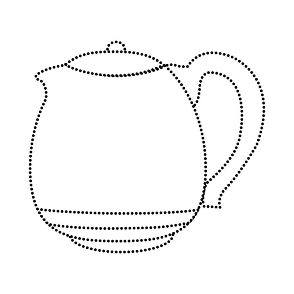 Dotted Shape Aromatic Teapot Object Herbal Beverage Vector Illustration — Stock Vector