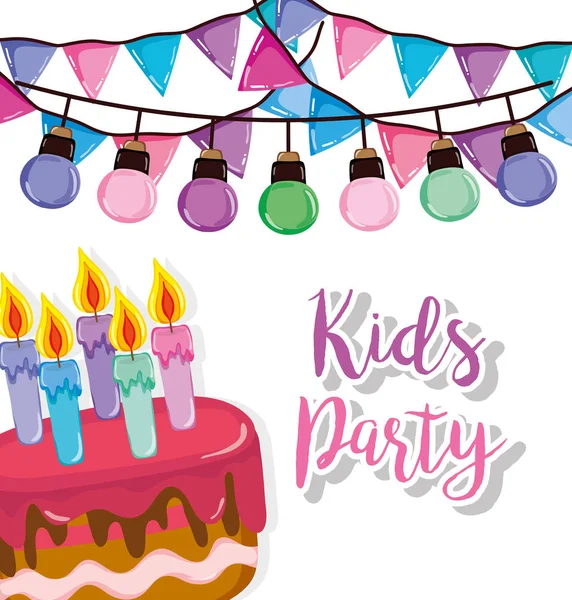 Kids party card with cute colorful cartoons vector illustration graphic design