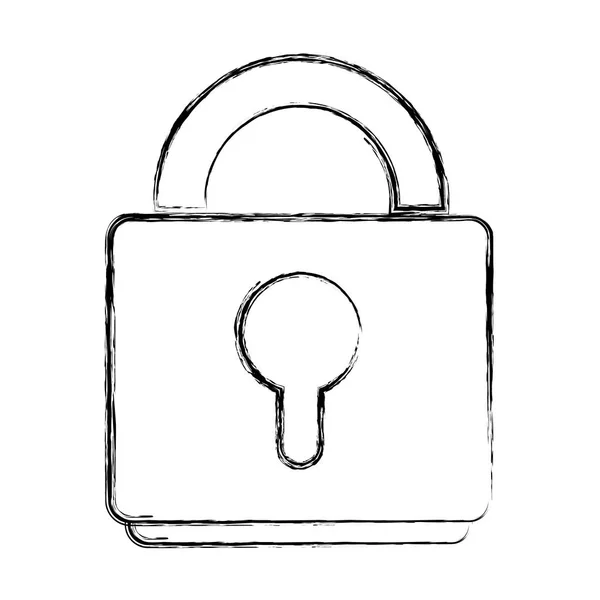 Grunge Close Padlock Object Security Symbol Vector Illustration — Stock Vector