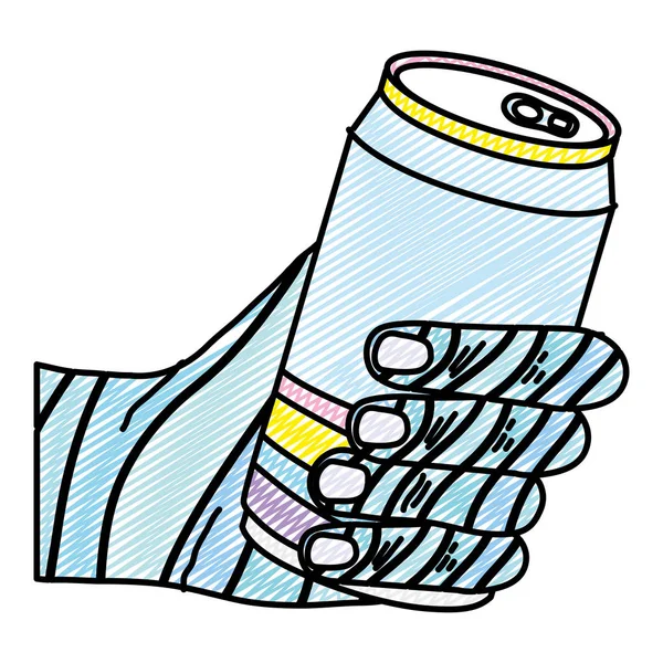 Doodle Διακοσμήσετε Χέρι Κρύο Σόδα Μπορεί Διανυσματικά Εικονογράφηση — Διανυσματικό Αρχείο