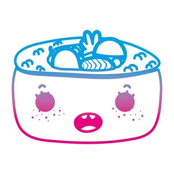 Ligne Dégradée Kawaii Sushi Mignon Japonais Nourriture Vecteur Illustration — Image vectorielle