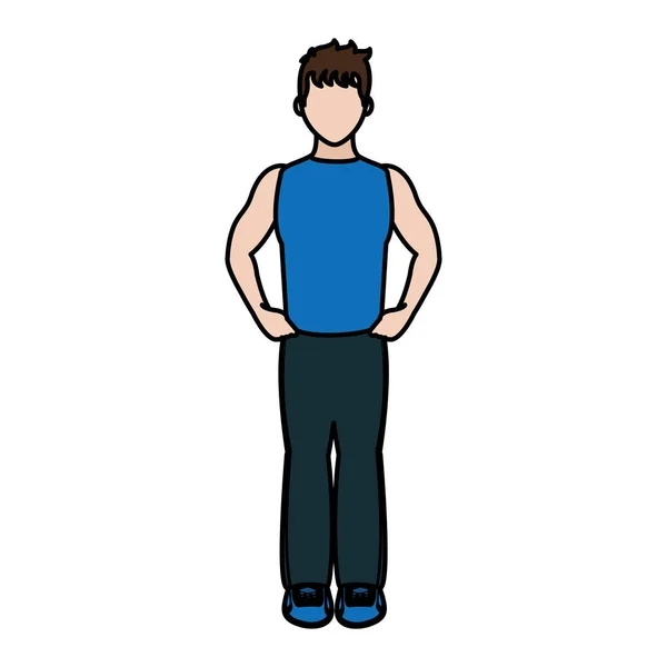 Homem Fitness Cor Com Roupas Esportivas Para Treinamento Vetor Ilustração — Vetor de Stock