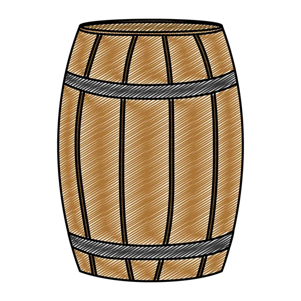 Doodle Wood Barrel Object Style Design Vector Illustration — Stock Vector