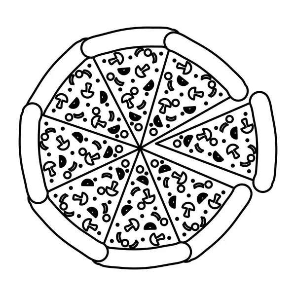 Linia Fastfood Pyszną Pizzę Ilustracji Wektorowych Niezdrowe Składniki — Wektor stockowy