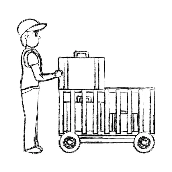 粗野送货人与行李容器服务向量例证 — 图库矢量图片