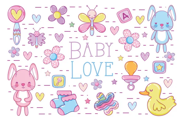 Baby Love Card Vector Illustration Graphic Design — Stock Vector