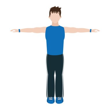 sporcu adam egzersiz fitness eğitim vektör çizim