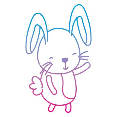 satır mutlu tavşan sevimli hayvan kuyruk vektör çizim ile bozulmuş