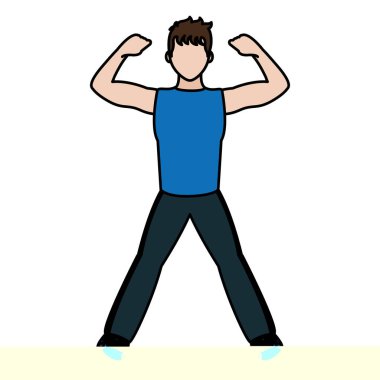 renk fitness egzersiz eğitim vektör çizim yapan erkek