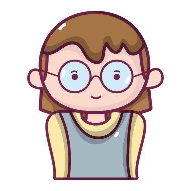 sevimli kadın gözlük stil ve bluz vektör çizim ile