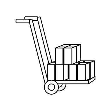 platformun, arabaları kutularında, hizmet paketleri. vektör çizim