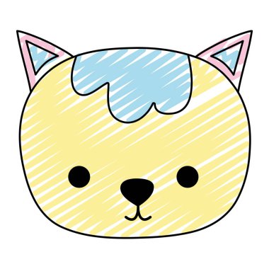 şirin kedi baş evde beslenen hayvan hayvan vektör çizim doodle
