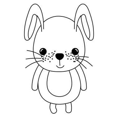 satır sevimli tavşan vahşi hayvan karakter vektör çizim