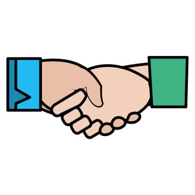 renk işadamları el sıkışan iletişim vektör çizim jest