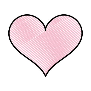 Doodle kalp tasarım syombol aşk ve tutku vektör şekil