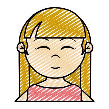 saç ve yüz ifade vektör çizim kafayla mutlu kız doodle