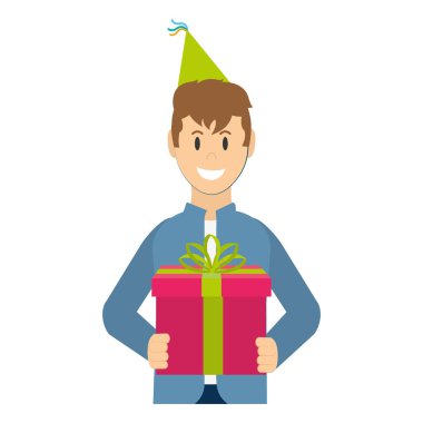 Mevcut Hediyelik ve parti şapka vektör çizim ile mutlu adam