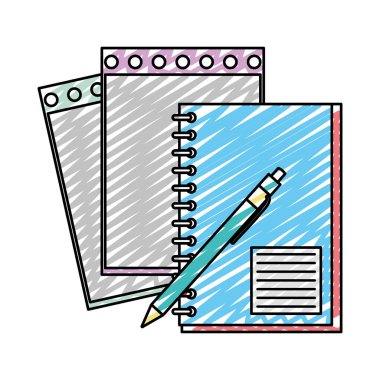 Doodle defter ve Not kağıt kalem araçları vektör çizim ile