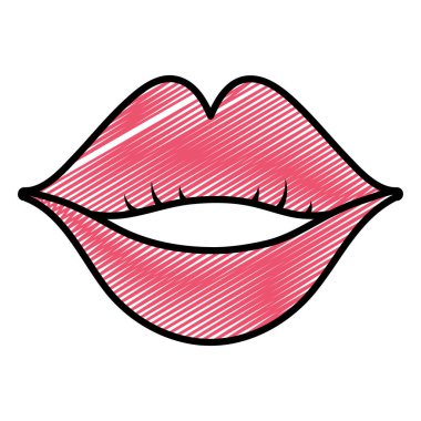 Doodle kadın gülümsemek güzellik dudak stil vektör çizim ile