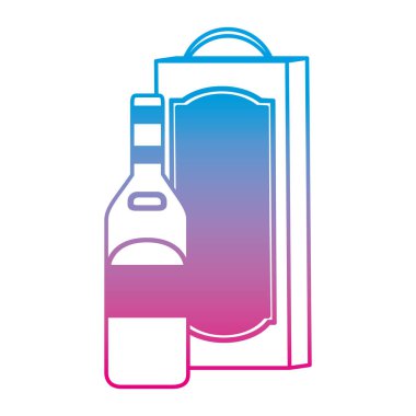 satır şişe şarap alışveriş çantası nesne vektör çizim ile bozulmuş