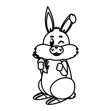 satır güzel yabani tavşan hayvan havuç sebze vektör çizim ile