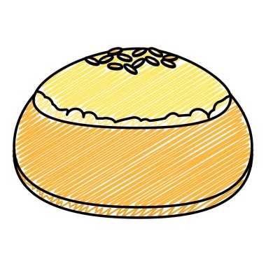 Doodle lezzetli rulo ekmek unlu gıda vektör çizim