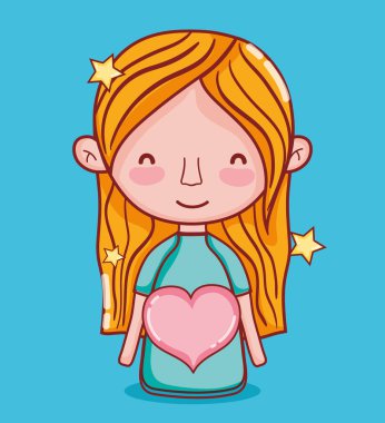 Aşık kalpler karikatürler vektör çizim grafik tasarım ile güzel kız