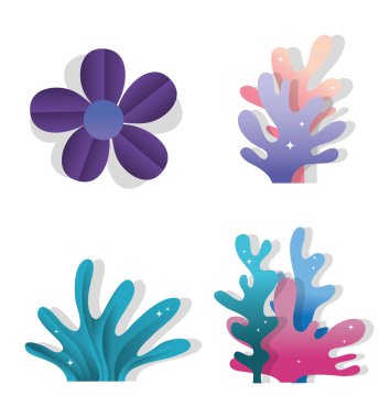 Kağıt Sanat sualtı simgeler koleksiyon vektör çizim grafik tasarım