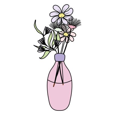 renk rustik bitkiler içinde mason kavanoza vektör çizim çiçek