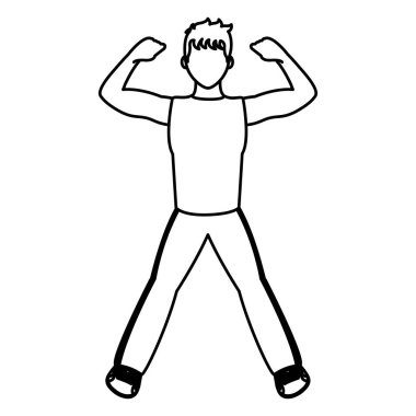 egzersiz eğitim vektör çizim yapan çizgi fitness erkek