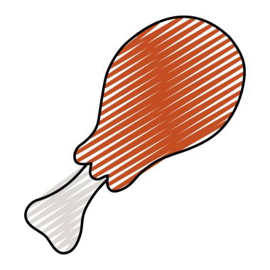 Doodle yemek uyluk tavuk kızartma beslenme vektör çizim