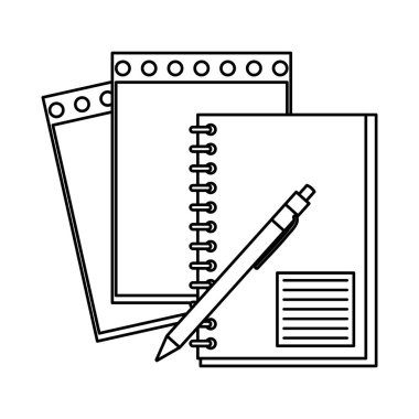 satır defter ve Not kağıt kalem araçları vektör çizim ile