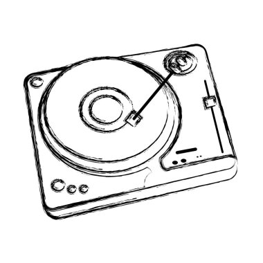 Grunge retro vinil oyuncu mrecord müzik vektör çizim