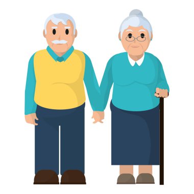 rahat kıyafetler vektör çizim ile birlikte yaşlı çift