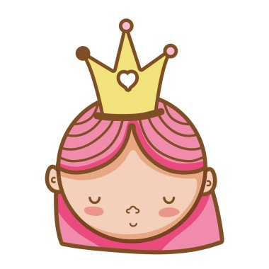 sevimli kadın baş haistyle ve taç vektör çizim ile