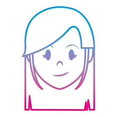 satır mutlu kadın baş uzun saç modeli vektör çizim ile bozulmuş