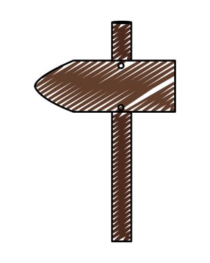ahşap yol yönünde uyarı işareti illüstrasyon vektör doodle
