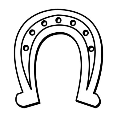 şans dekorasyon simge vektör çizim için satır metal at nalı