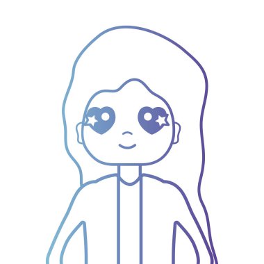 satır kadın saç modeli ve bluz vektör çizim ile